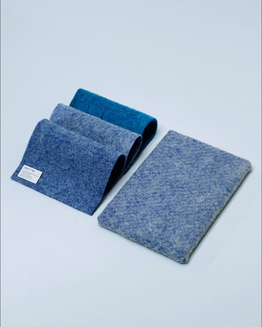 ādara® felt samples in blue tones